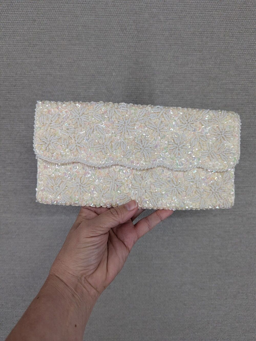 Vintage 50s 60s Star Brand Beaded Handbag Clutch Purse -092402